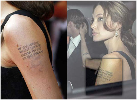 angelina jolie tattoos shoulder. Angelina Jolie#39;s New Tattoo